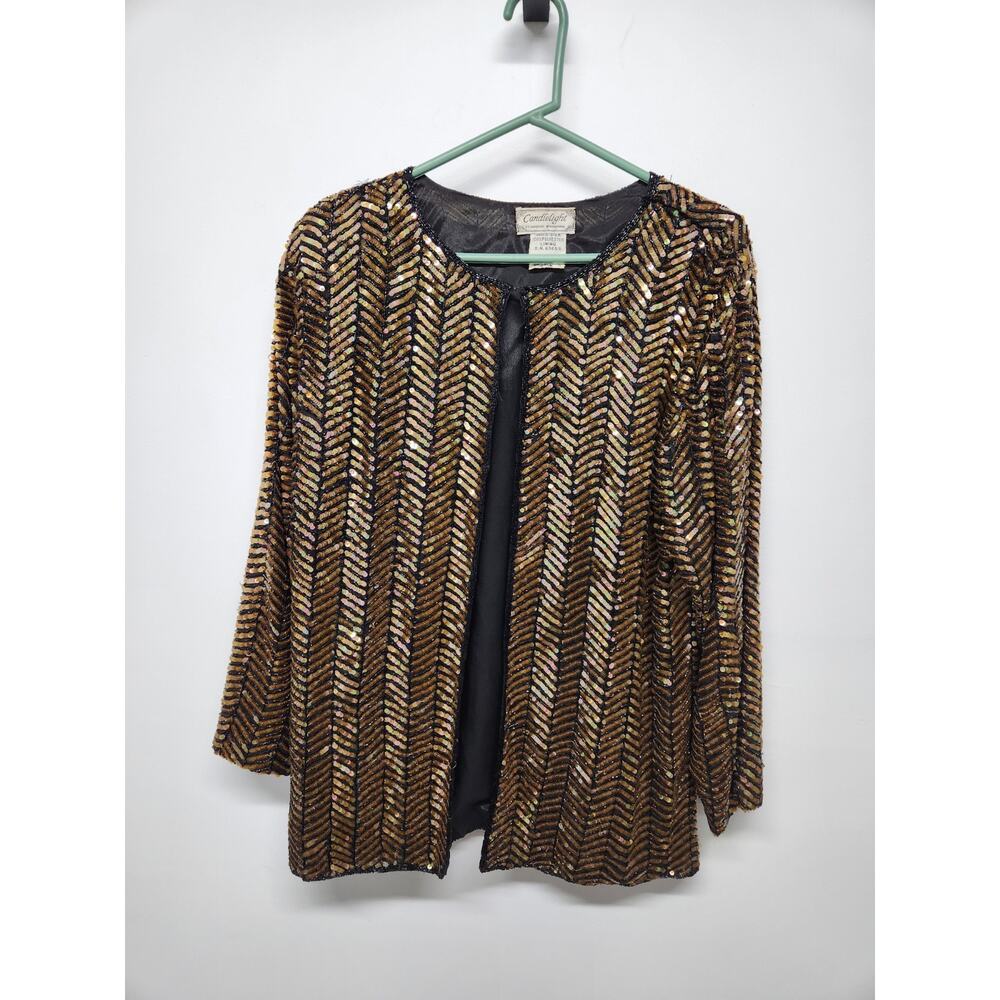 Vintage Candlelight By Jasons International Women's Silk Beaded Jacket One Size